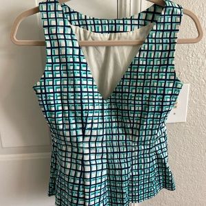 Kate Spade reversible peplum structured tank geo